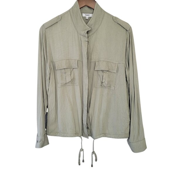 Kensie Jeans Soft Utility Jacket Shacket Womens Size M Green Adjustable Waist - Picture 1 of 8